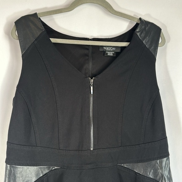 Michel Studio Black Dress with Faux Leather Detail - Picture 4 of 10